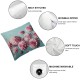 Ulloord Throw Pillow Cover Square Double Print Flower Life Pastel Pink Petals Mint Vertical Cushion Case Office Sofa Hidden Zipper Polyester Pillowcase