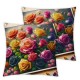 Ulloord Throw Pillow Covers Roses Over White Cushion Cases Home Office Sofa Hidden Zipper Pillowcase Square Two Sides Printed