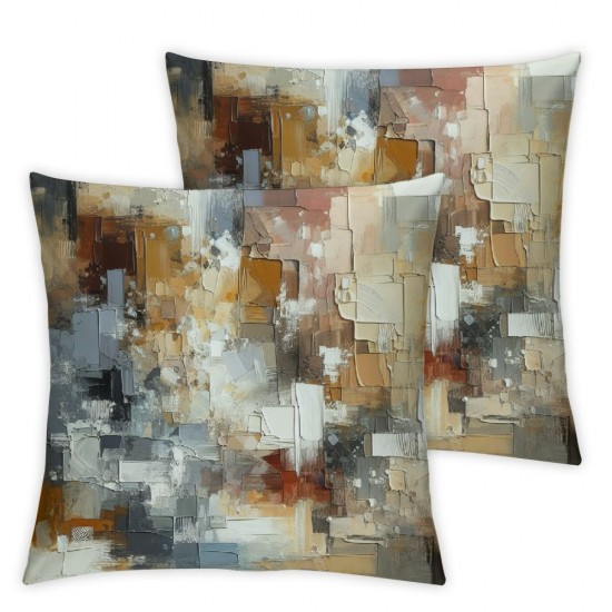 Ulloord Throw Pillow Covers Grey Brown Abstract Cushion Cases Home Office Sofa Hidden Zipper Pillowcase Square Two Sides Printed