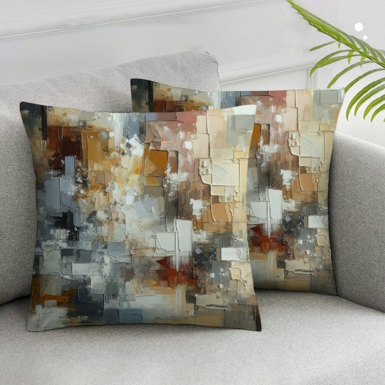 Ulloord Throw Pillow Covers Grey Brown Abstract Cushion Cases Home Office Sofa Hidden Zipper Pillowcase Square Two Sides Printed