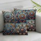 Ulloord  Throw Pillow Covers Colorful Mandalas Blue Red Orange Circle Floral Cushion Cases Home Office Sofa Hidden Zipper Pillowcase Square  Two Sides Printed