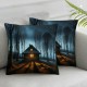 Ulloord Throw Pillow Covers Old in Cushion Cases Home Office Sofa Hidden Zipper Pillowcase Square Two Sides Printed