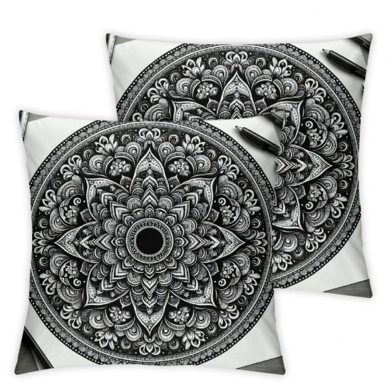 Ulloord Throw Pillow Covers Circle Round Ancient National Antique Cushion Cases Home Office Sofa Hidden Zipper Pillowcase Square Two Sides Printed