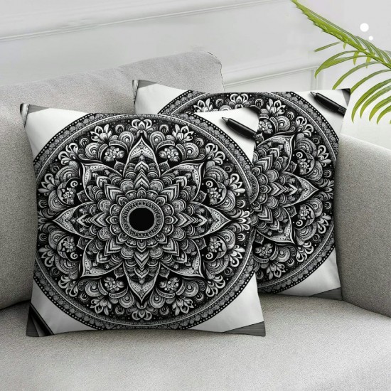 Ulloord Throw Pillow Covers Circle Round Ancient National Antique Cushion Cases Home Office Sofa Hidden Zipper Pillowcase Square Two Sides Printed