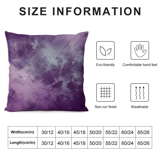 Ulloord  Throw Pillow Covers Purple Abstract Cushion Cases Home Office Sofa Hidden Zipper Pillowcase Square  Two Sides Printed