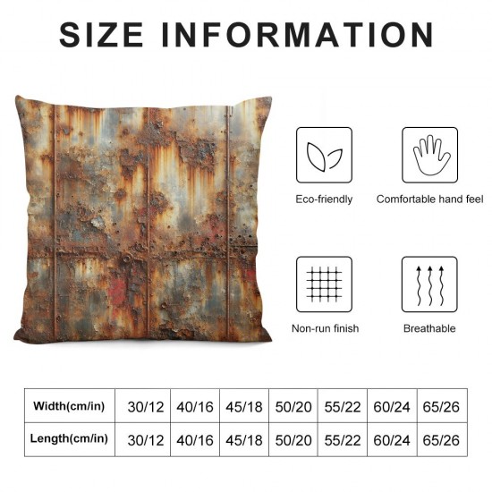 Ulloord Throw Pillow Covers Rusty Orange Cushion Cases Home Office Sofa Hidden Zipper Pillowcase Square Two Sides Printed