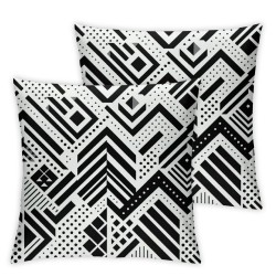 Ulloord Geometric Triangle Pillow Cover Black White Reversible Throw Pillow Cover Case,Ethnic Tribal Style Modern Art Square Cushion Cover Set for Bedroom Living Room