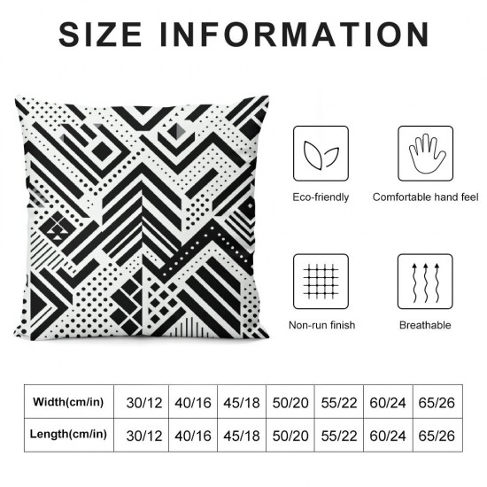 Ulloord Geometric Triangle Pillow Cover Black White Reversible Throw Pillow Cover Case,Ethnic Tribal Style Modern Art Square Cushion Cover Set for Bedroom Living Room