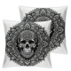 Ulloord Skull Decorative Square Throw Pillow Cover Halloween Pillow Cover for Living Room Black White Marble Flowers Party Cushion Case