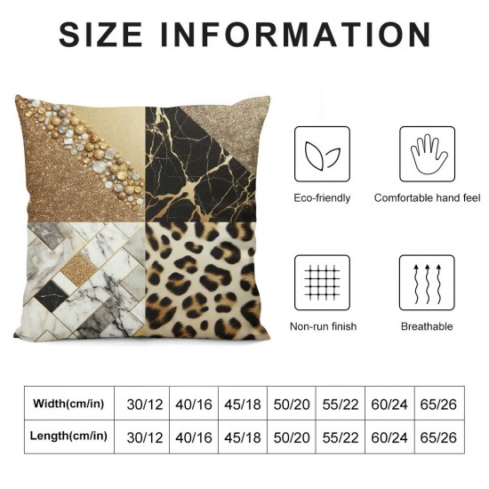 Ulloord Golden Leopard Print Pillow Cover for Kids Teens,Gold Sequin Print Black White Marble Texture Throw Cushion Cover Geometry Triangle Patchwork Room Decor Cushion Case for Couch and Bed