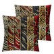 Ulloord Leopard Print Red Black Brown Throw Pillow Cover Geometric Stripes Double Sides Print Cushion Cover for Bed Sofa,Cheetah Skin Single Pack Square Couch Pillow Cover