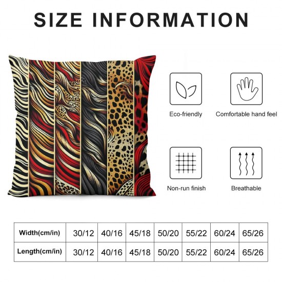 Ulloord Leopard Print Red Black Brown Throw Pillow Cover Geometric Stripes Double Sides Print Cushion Cover for Bed Sofa,Cheetah Skin Single Pack Square Couch Pillow Cover