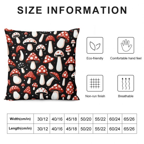 Ulloord Pillow Cover for Living Room Decor Farmhouse Style Botanical Plants Square Soft Throw Pillow Cover Black Background Decorative Cushion Cover,