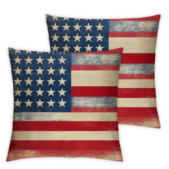 Ulloord Wooden Square Pillow Cover American Flag Throw Pillow Cover for Living Room Bed Style Home Decor Party Sofa Cushion Case