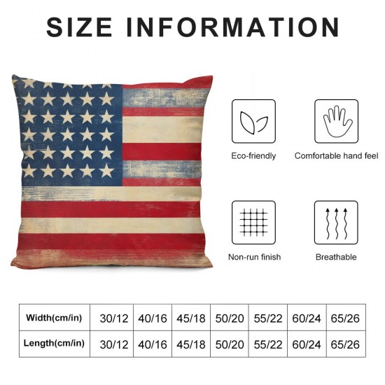 Ulloord Wooden Square Pillow Cover American Flag Throw Pillow Cover for Living Room Bed Style Home Decor Party Sofa Cushion Case