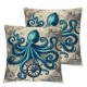 Ulloord Blue Pillow Cover for Living Room Decor Cute Coral Square Soft Throw Pillow Retro Wooden Board Decorative Cushion Cover,Single Pack,