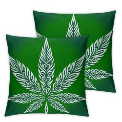 Ulloord Pillow Cover for Home Bed White Leaf Plant Decor Cushion Cover Style Green Cushion Case for Party Housewarming