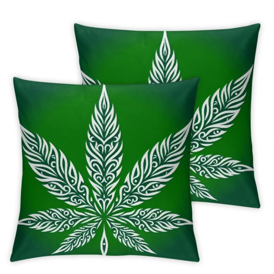 Ulloord Pillow Cover for Home Bed White Leaf Plant Decor Cushion Cover Style Green Cushion Case for Party Housewarming