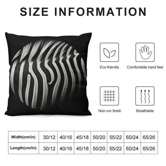 Ulloord Zebra Skin Print Pillow Cover Reversible Print Modern Chic Black Square Throw Pillow Cover for Bed or Sofa Decor Beige Background Decorative Cushion Cover