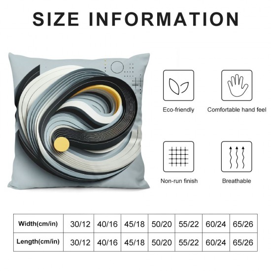 Ulloord Geometric Circle Pillow Cover Yellow Gray White Lines Decorative Cushion Cover for Car Chairs Sofa Modern Abstract Cushion Case for Teens Men Adults Single Set