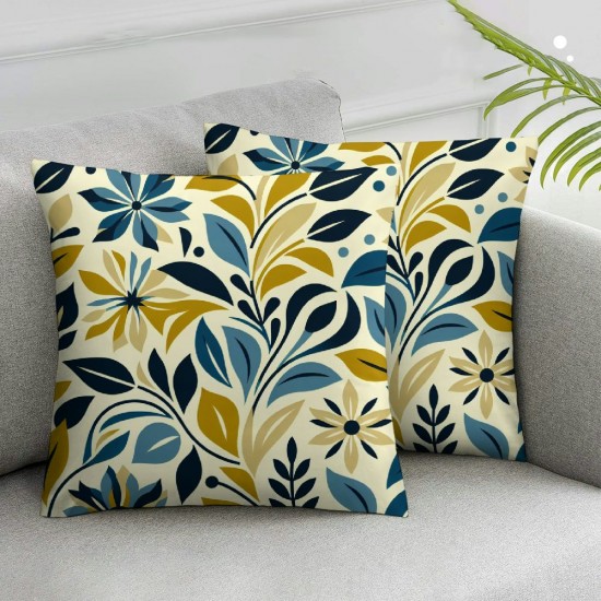 Ulloord Flower Decorative Square Throw Pillow Cover Pillow Cover for Living Room Blue Yellow Party Cushion Case