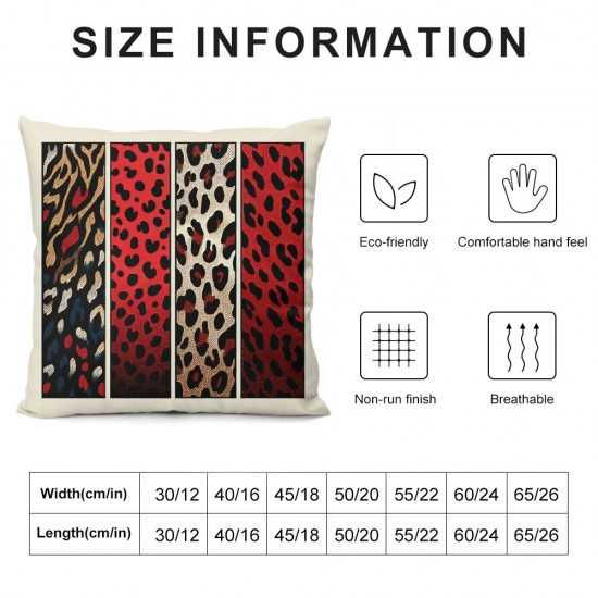 Ulloord Leopard Print Red Black Brown Throw Pillow Cover Geometric Stripes Double Sides Print Cushion Cover for Bed Sofa, Skin Square Couch Pillow Cover