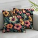 Ulloord Pillow Covers  Decorative Tropical Hibiscus Flowers and Palm Leaves Throw Pillow Covers Cushion Case for Sofa Bench Living Room Indoor Outdoor Home Decor