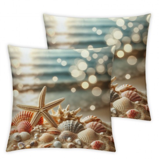 Ulloord Shells in The Sand Throw Pillow Covers Decorative  Pillowcase with Hidden Zipper Soft Cushion Covers for Home Bedroom Living Room Sofa