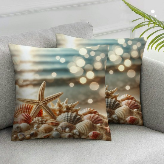 Ulloord Shells in The Sand Throw Pillow Covers Decorative  Pillowcase with Hidden Zipper Soft Cushion Covers for Home Bedroom Living Room Sofa