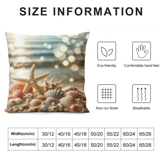 Ulloord Shells in The Sand Throw Pillow Covers Decorative  Pillowcase with Hidden Zipper Soft Cushion Covers for Home Bedroom Living Room Sofa