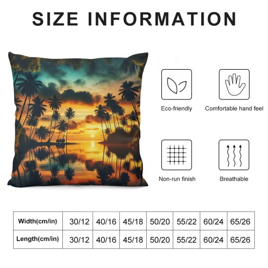 Ulloord Pillow Covers  Decorative Beach Sunset with Tropical Palm Trees Throw Pillow Covers Cushion Case for Sofa Bench Living Room Indoor Outdoor Home Decor