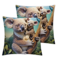 Ulloord Pillow Covers  Decorative Australian Koala Bear with Her Cub Throw Pillow Covers Cushion Case for Sofa Bench Living Room Indoor Outdoor Home Decor