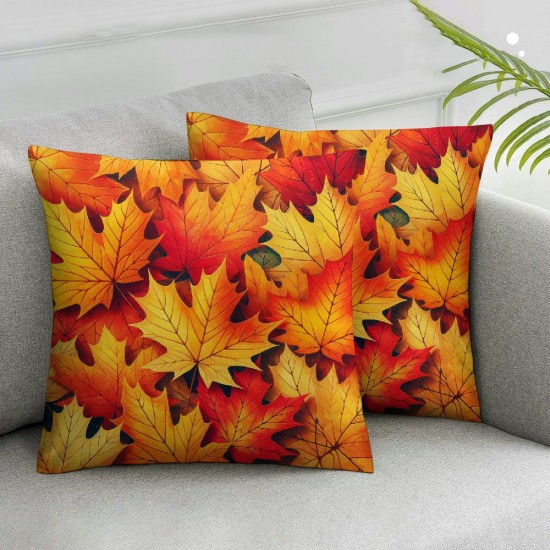 Ulloord Autumn Maple Leaves Throw Pillow Covers Decorative Pillowcase with Hidden Zipper Soft Cushion Covers for Home Bedroom Living Room Sofa