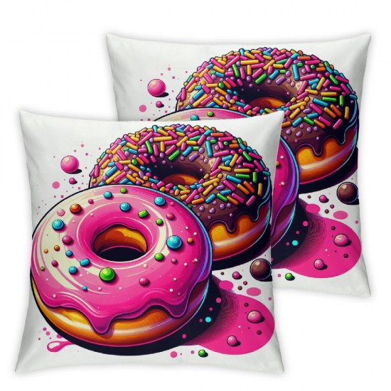 Ulloord Delicious Donut Throw Pillow Covers Decorative Pillowcase with Hidden Zipper Soft Cushion Covers for Home Bedroom Living Room Sofa