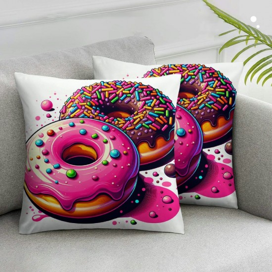 Ulloord Delicious Donut Throw Pillow Covers Decorative Pillowcase with Hidden Zipper Soft Cushion Covers for Home Bedroom Living Room Sofa