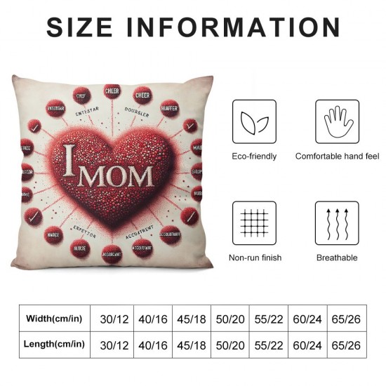 Ulloord .Best Mom in The World Flannel Throw Pillow Case Cushion Cover Couch Decorative Square