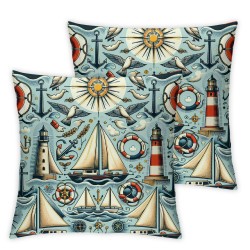 Ulloord Wheel Navigation Compass Throw Pillow Case Beach House Decor Flannel Cushion Cover for Sofa Cushion Cover