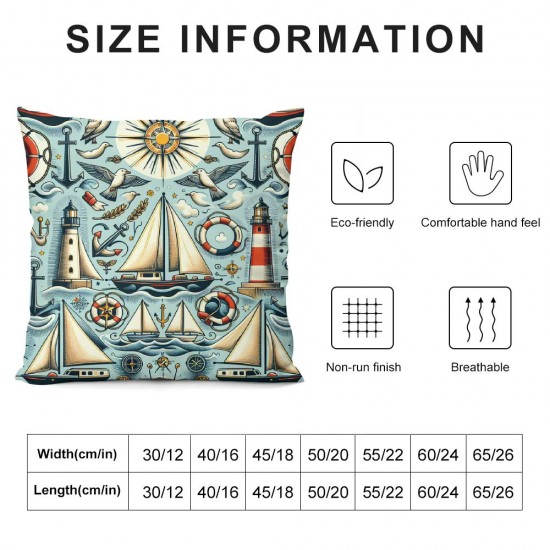 Ulloord Wheel Navigation Compass Throw Pillow Case Beach House Decor Flannel Cushion Cover for Sofa Cushion Cover