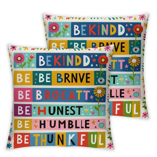 Ulloord Colorful Inspirational Quotes Pillowcase Motivational Phrases Inspirational Lettering for Classroom Nursery Kids Home Decoration Flannel Cushion Cover