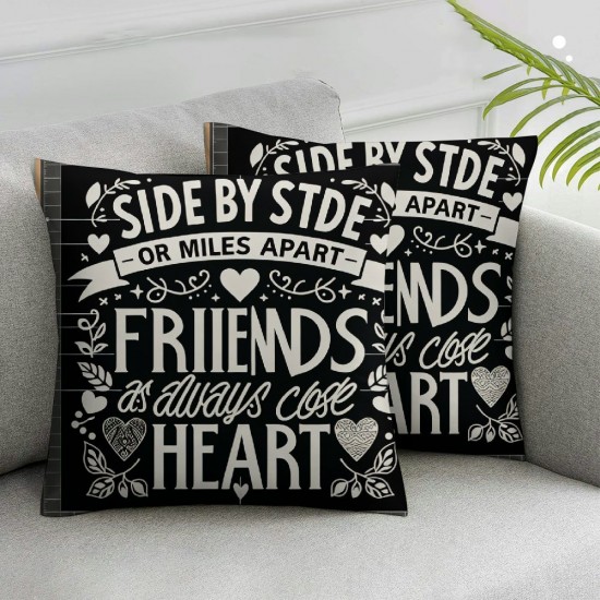 Ulloord Long Distance Friendship Gifts Side by Side or Miles Apart Friends Best Gift to Sisters Appreciation Gift Birthday Gift Flannel Throw Pillow Case Square