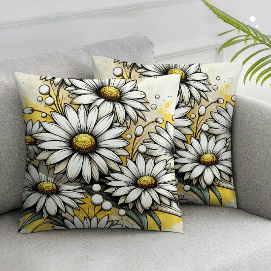 Ulloord Throw Pillow Cases Blooming Flower Decorative Cushion Covers for Couch Bed Sofa Farmhouse Decoration Yellow