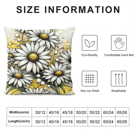 Ulloord Throw Pillow Cases Blooming Flower Decorative Cushion Covers for Couch Bed Sofa Farmhouse Decoration Yellow