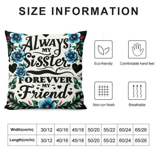 Ulloord Always My Sister Forever My Friend, Sister Birthday Gifts from Sister, Friendship Gifts for Women Friends for Sisters  Flannel Pillow Covers