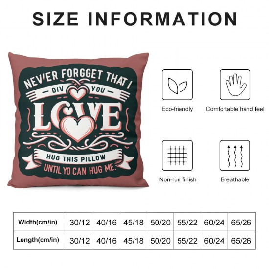 Ulloord Never Forget That I This Pillow Until You Can Me Two Sided Printing Pillow Cover Valentine's Day Gifts for Flannel Decorative Pillowcase