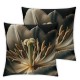 Ulloord Black Background White Flower Theme Throw Pillow Cover Decorative Pillow Cases Home Decor Sofa Living Room  Flannel Throw Pillow Cover