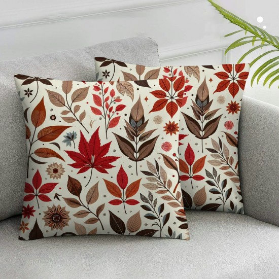 Ulloord Autumn Maple Leaves Decorative Throw Pillow Cover Case, Pillow Cases Square Standard Cushion Covers for Couch Sofa Bed