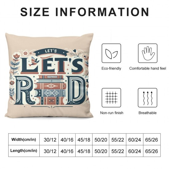 Ulloord is Always A Good ,Let's Read Pillow Cover, Motivational Sign Quotes Decorative Couch Throw Pillow Covers, Book Lovers Flannel Square Pillow Cases