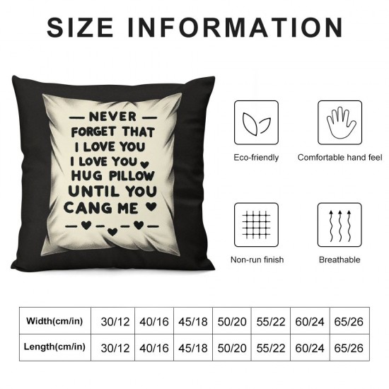 Ulloord Hug This Pillow Until You Can Hug Me Two Sided Printing Pillow Cover Valentine's Day Gifts for Flannel Pillowcase