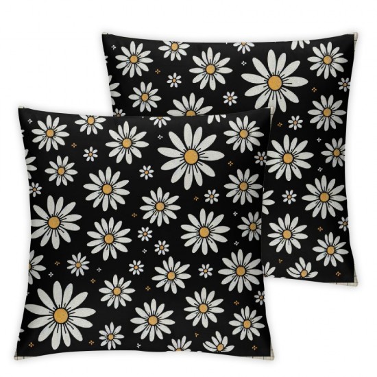 Ulloord Flower Black Decorative Throw Pillow Cover Case, Pillow Cases Square Cushion Covers for Sofa