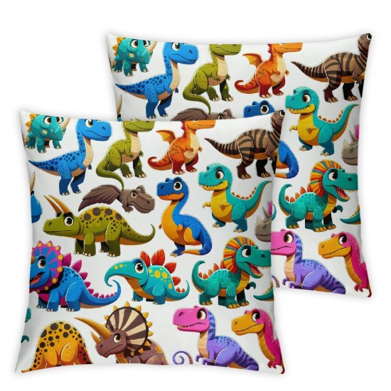 Ulloord Cartoo Vintage Dinosaurs Decorative Throw Pillow Cover Case, Pillow Cases Square Standard Cushion Covers for Couch Sofa Bed